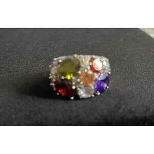 NVC Nataliya V Collister Multicolor Cubic Zirconia Cocktail Ring Size 7 Signed